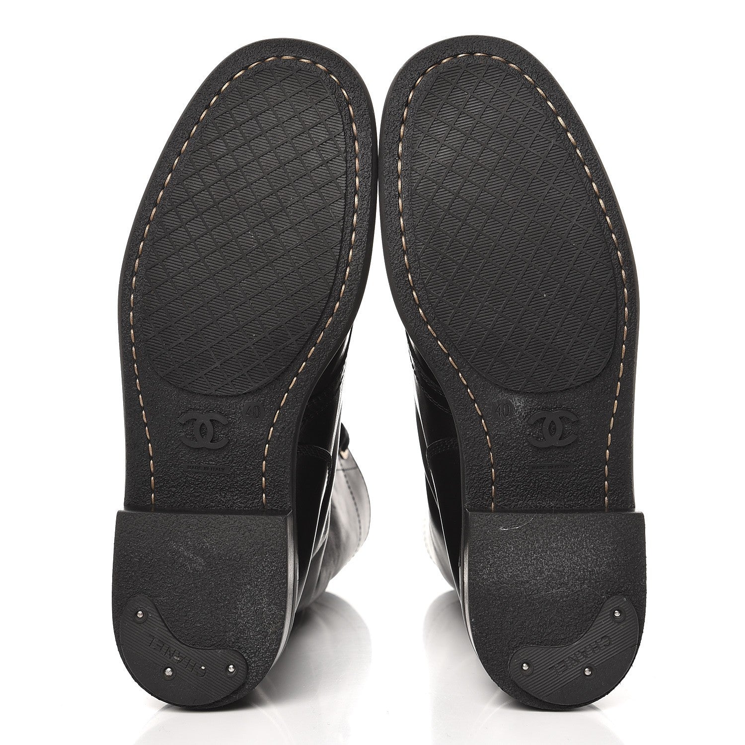 Chanel Crinkled Calfskin Paris Edinburgh CC Combat Boots 40 Black 5 of 10