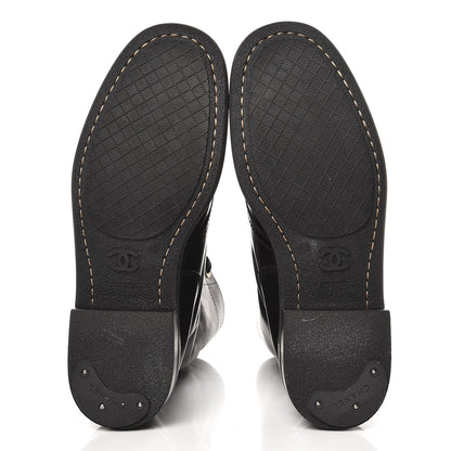 Chanel Crinkled Calfskin Paris Edinburgh CC Combat Boots 40 Black 5 of 10