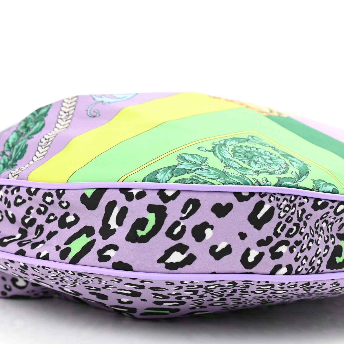 Nylon Calfskin Barocco Mosaic Print Hobo Bag Jacaranda Multicolor