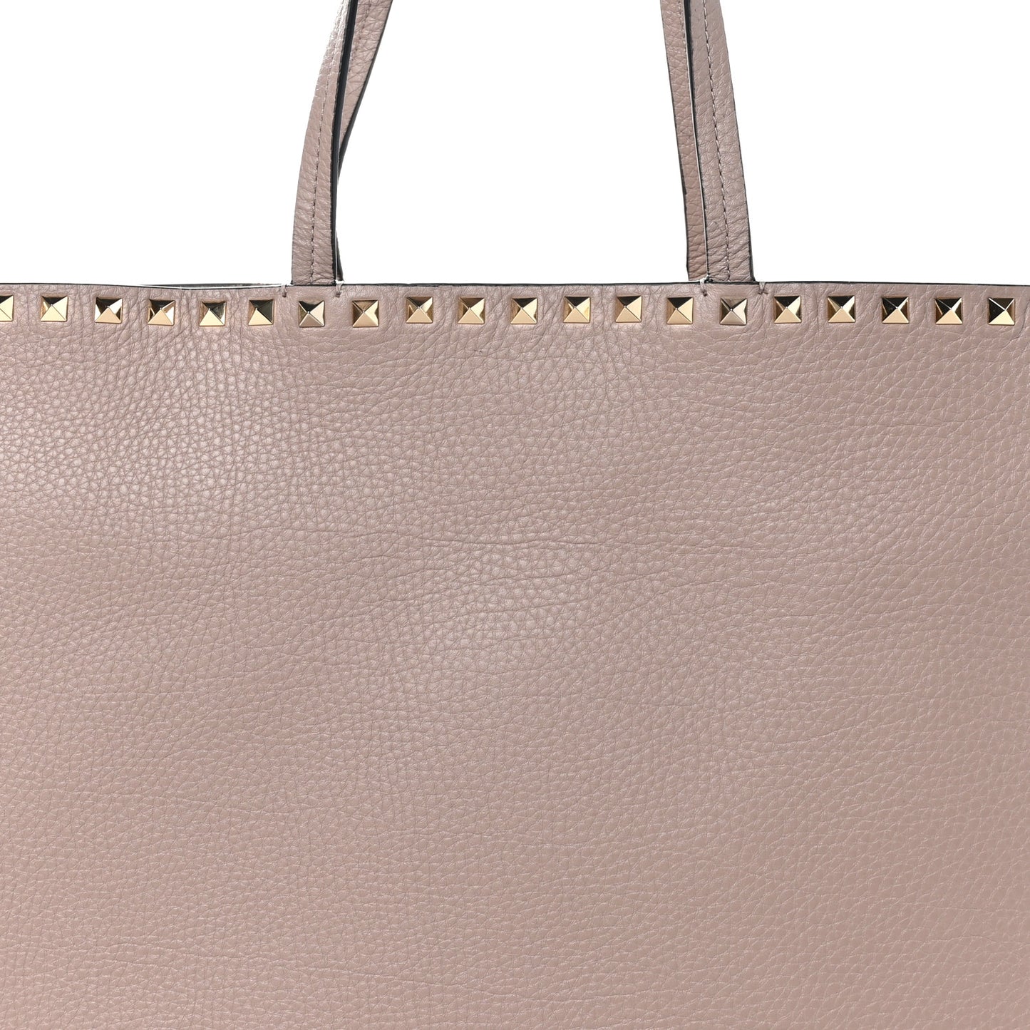 Grained Calfskin Small Rockstud Shoulder Tote Poudre