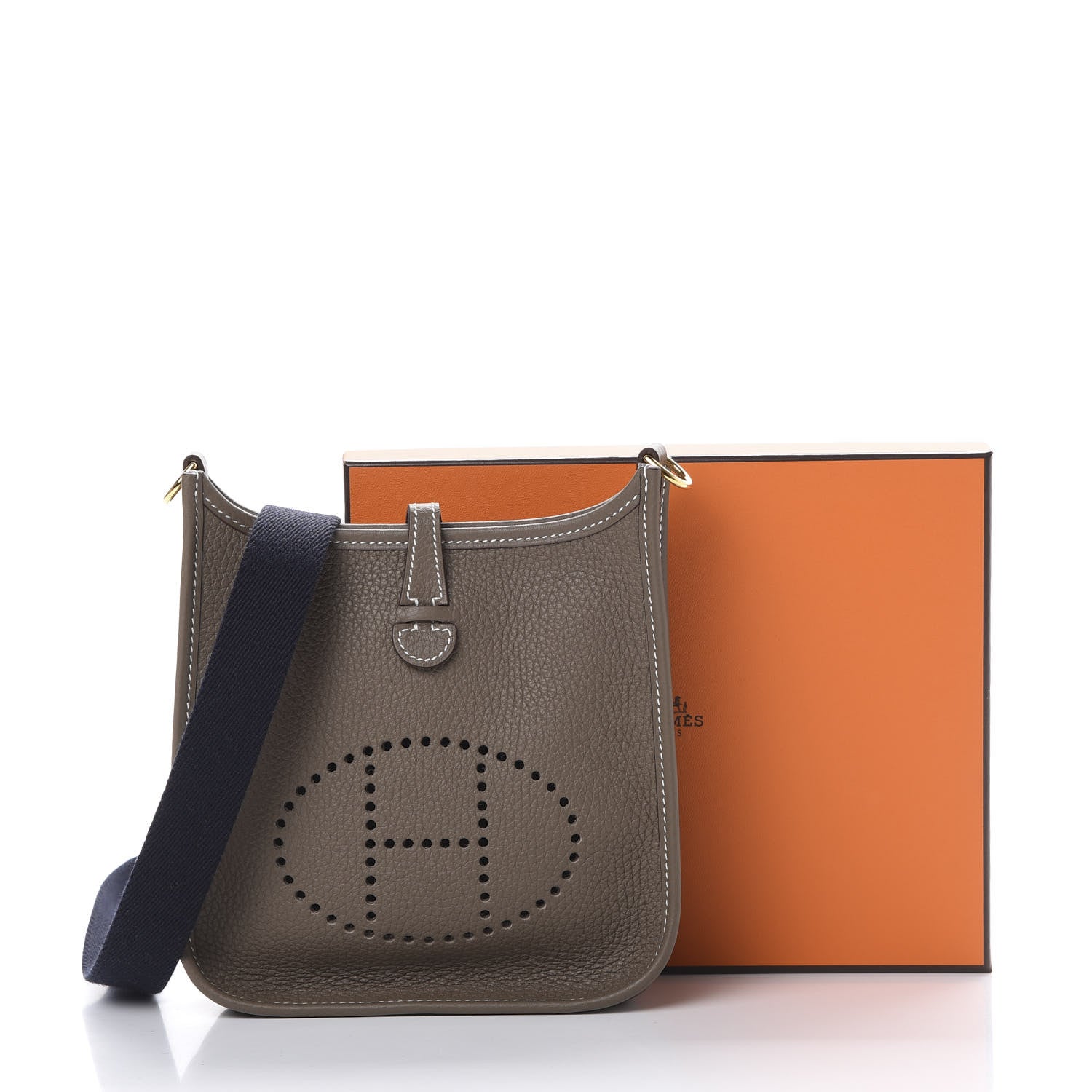 Hermes Taurillon Clemence Amazone Evelyne TPM Etoupe Bleu Indigo 10 of 10