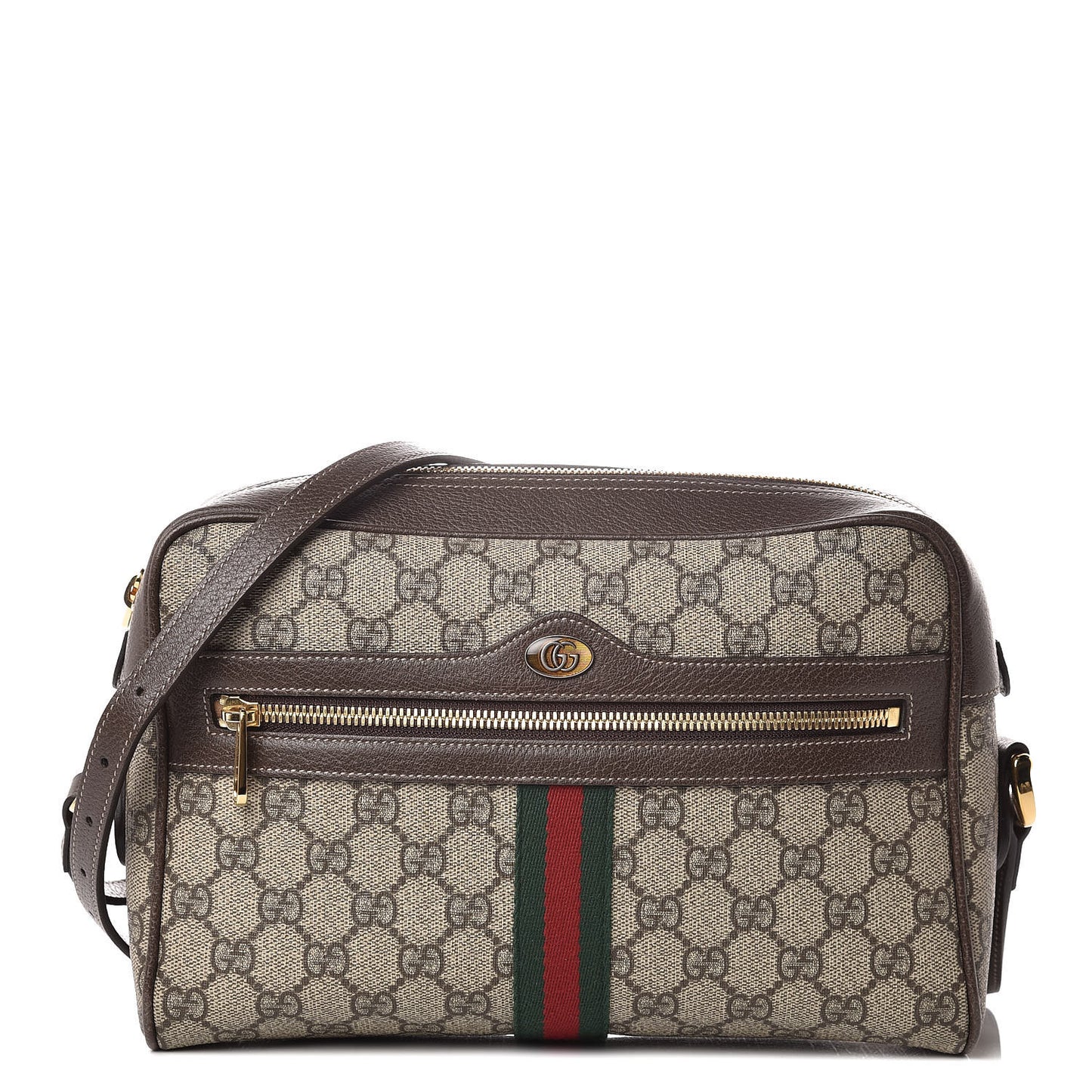 GG Supreme Monogram Web Small Ophidia Shoulder Bag Brown