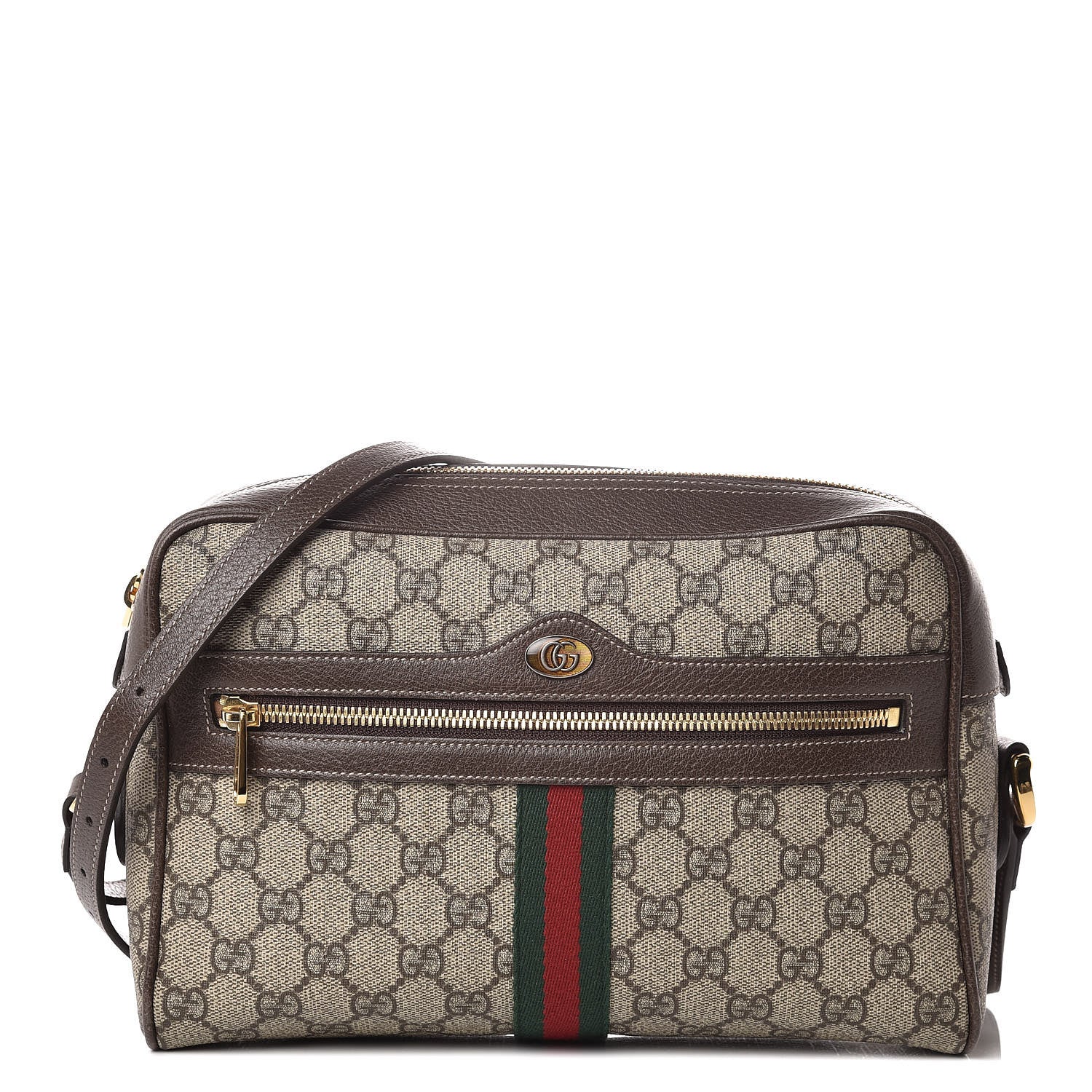Gucci GG Supreme Monogram Web Small Ophidia Shoulder Bag Brown 1 of 11