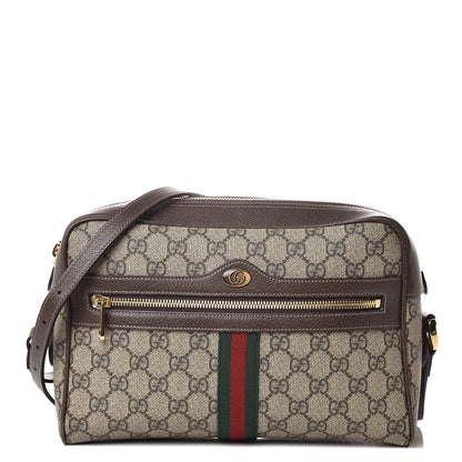 Gucci GG Supreme Monogram Web Small Ophidia Shoulder Bag Brown 1 of 11