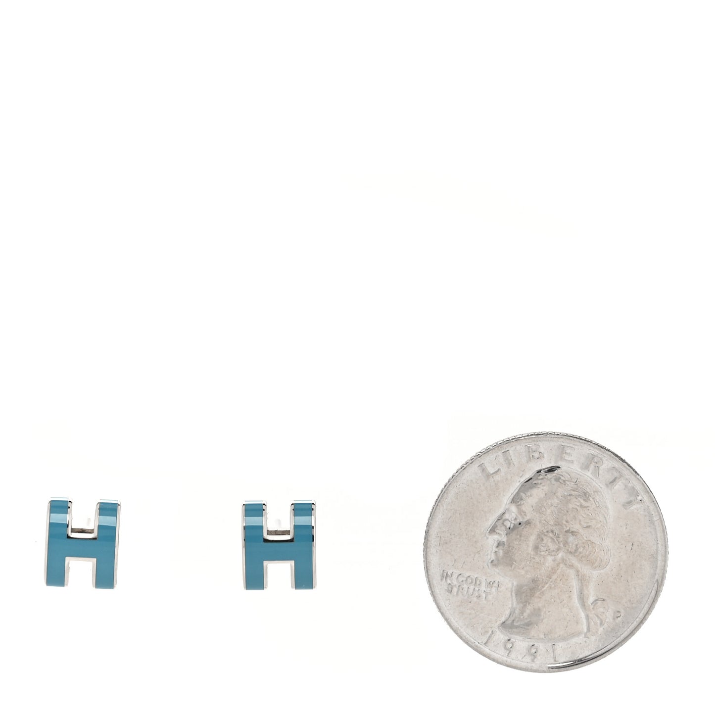 Palladium Lacquered Mini Pop H Earrings Bleu Jean