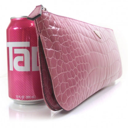 Prada Crocodile Embossed Clutch Pink 3 of 8