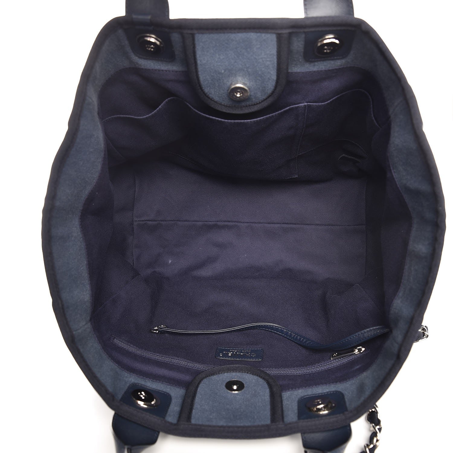 Chanel Canvas Sequin Large Deauville Tote Navy 6 of 9