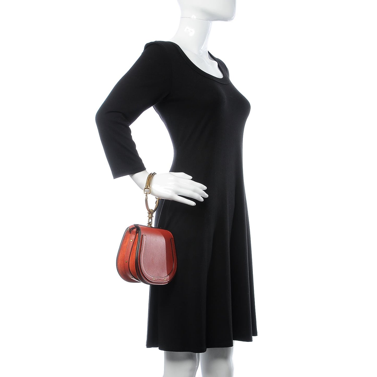 Calfskin Small Nile Bracelet Bag Earthy Red