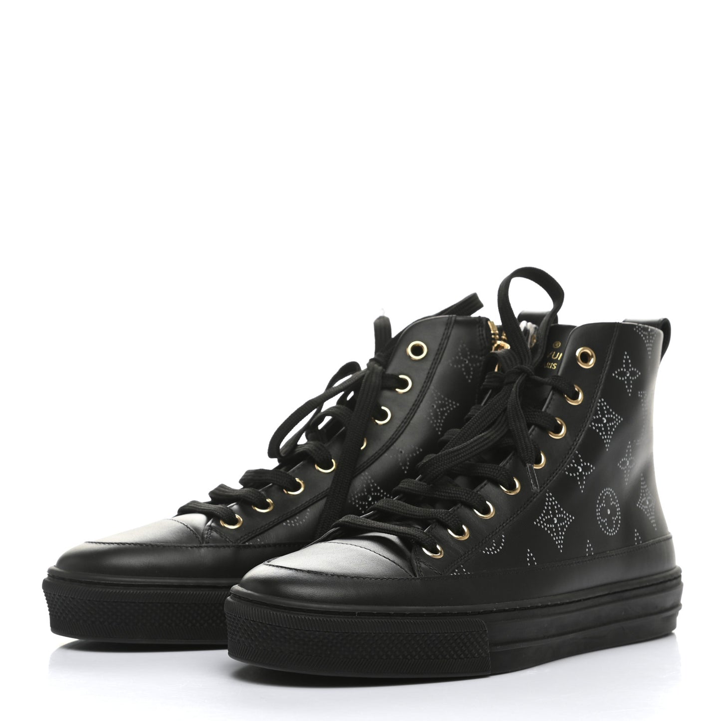 Calfskin Monogram Stellar Sneaker Boots 36 Black White