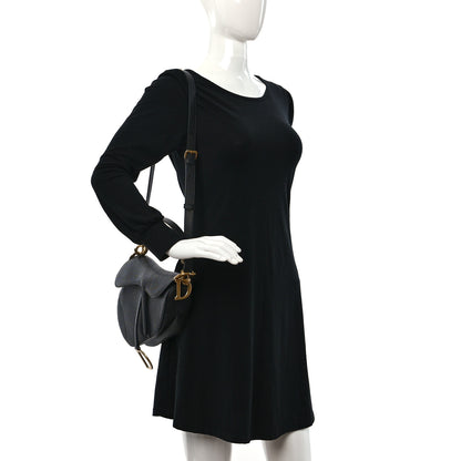 Christian Dior Grained Calfskin Saddle Bag With Strap Black 2 of 10