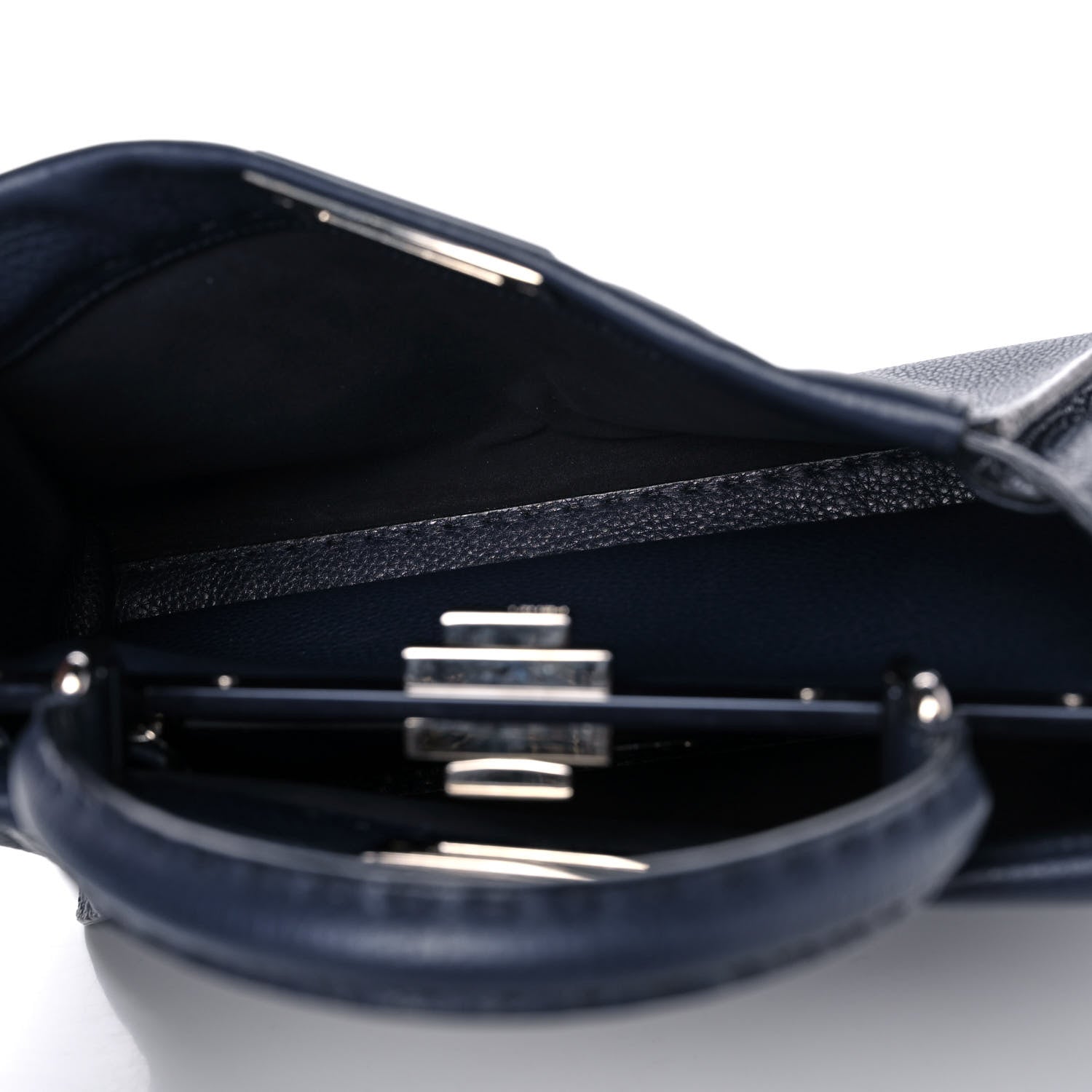Fendi Cuoio Romano Selleria Medium Peekaboo Iconic Satchel Blue Notte 6 of 17