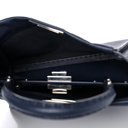 Fendi Cuoio Romano Selleria Medium Peekaboo Iconic Satchel Blue Notte 6 of 17