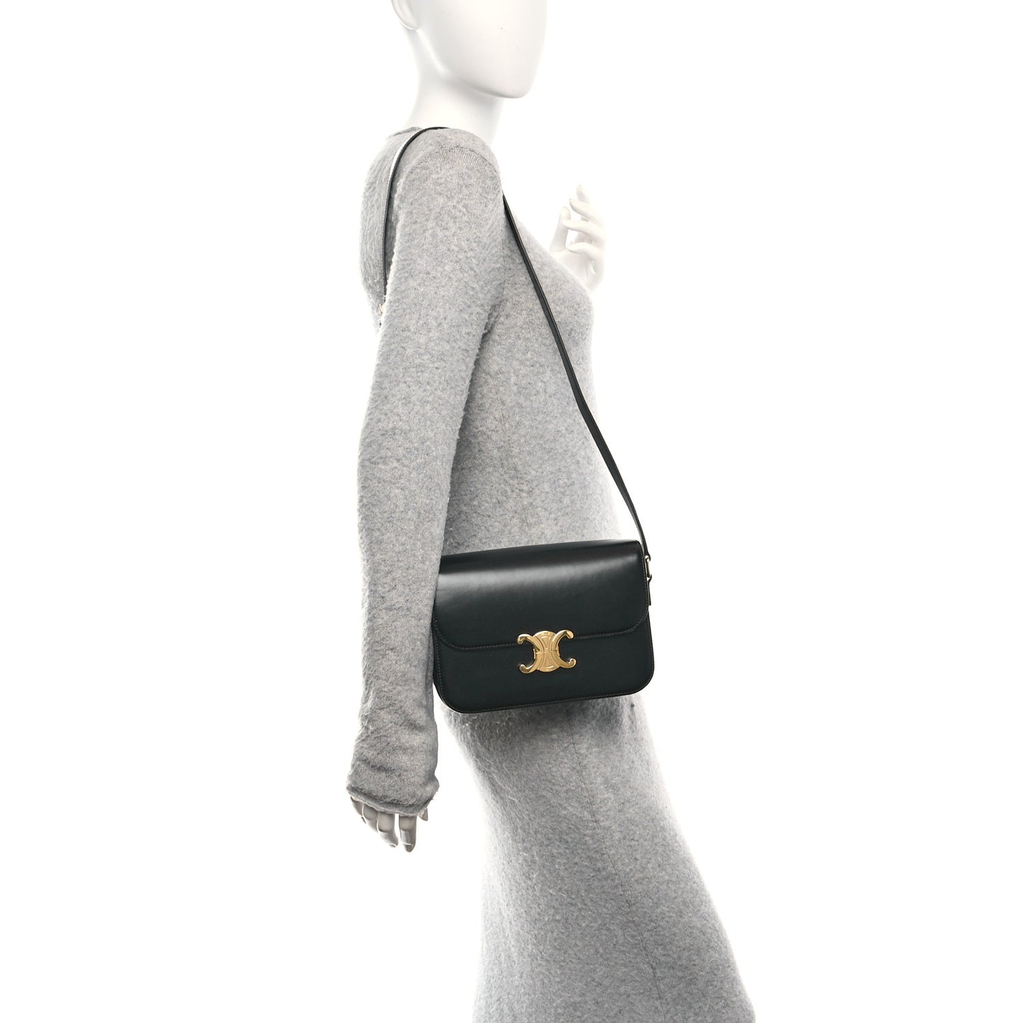 Shiny Calfskin Medium Triomphe Black