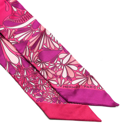 Hermes Silk Millefleurs Du Mexique Twilly Fuchsia Mauve Rose 2 of 4