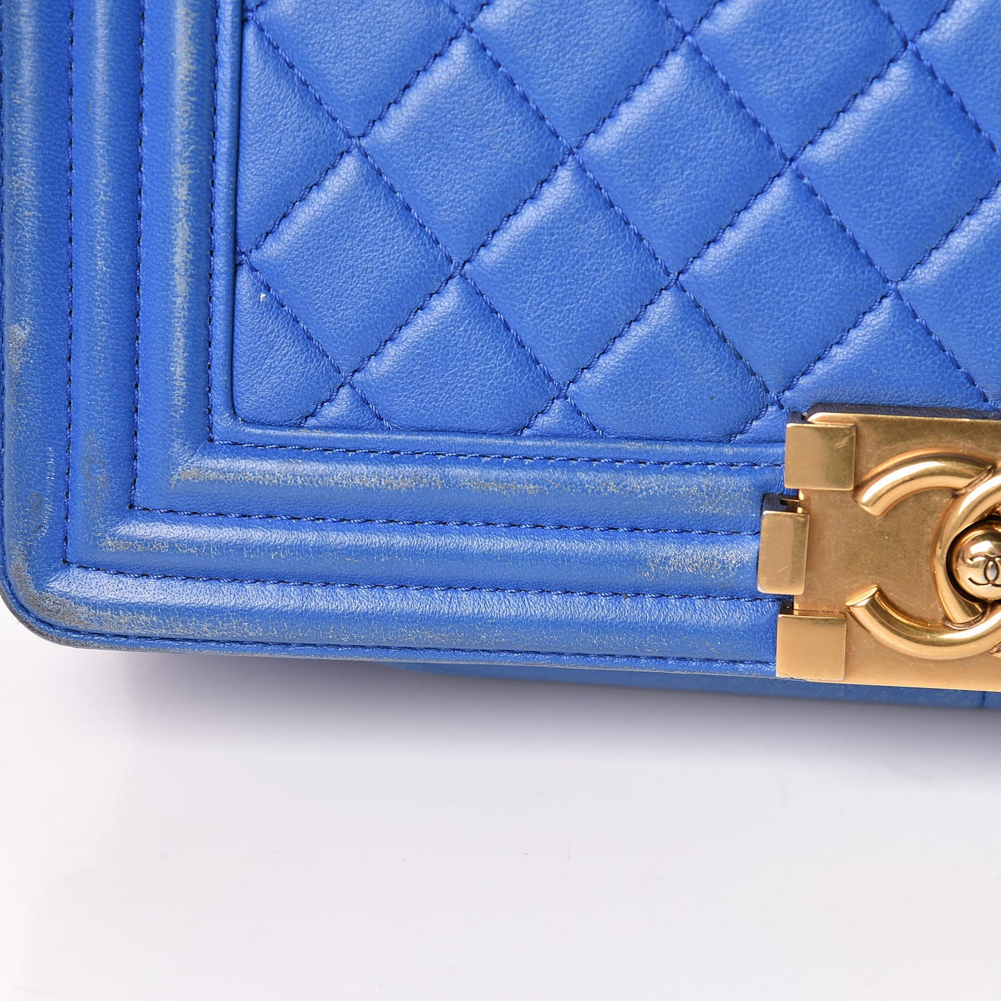 Lambskin Quilted Medium Boy Flap Blue