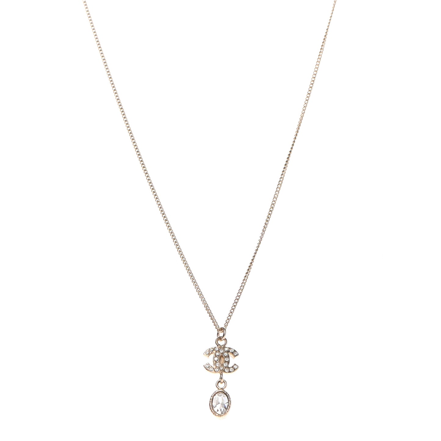 Crystal CC Pendant Necklace Gold