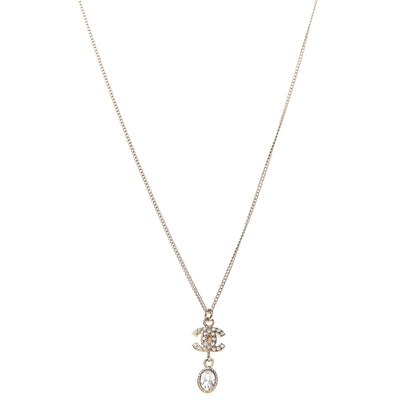 Chanel Crystal CC Pendant Necklace Gold 1 of 5