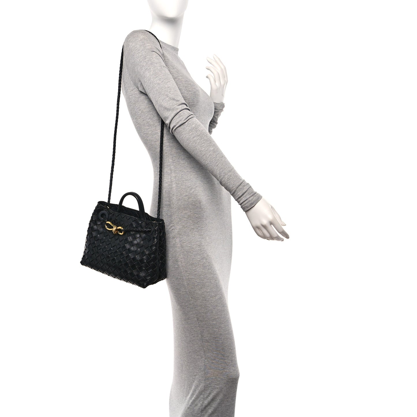 Nappa Intrecciato Small Andiamo Shoulder Bag Black