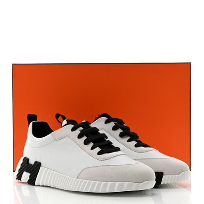 Hermes Calfskin Suede Goatskin Bouncing Sneakers 41 White 9 of 9
