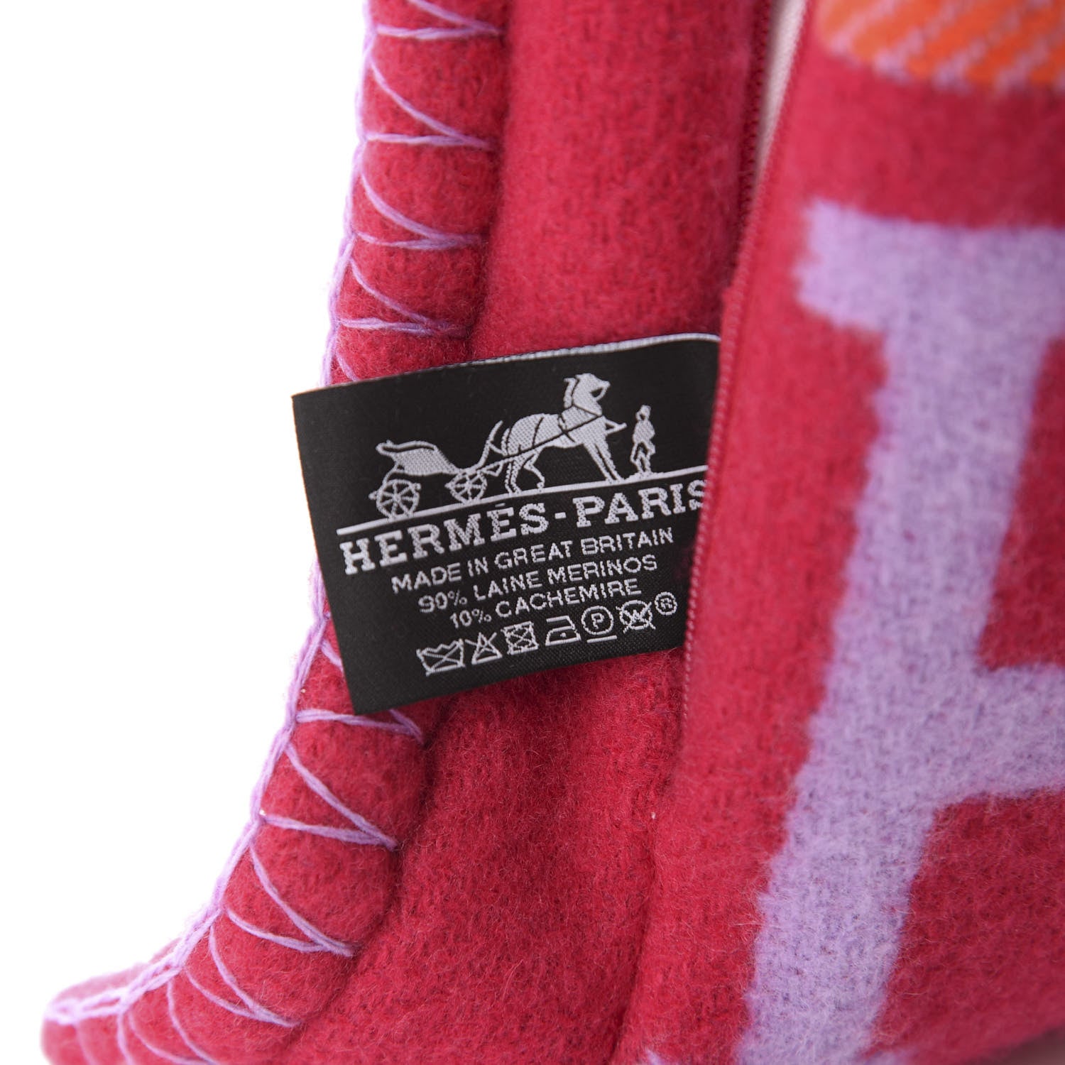 Hermes Wool Cashmere Avalon III Pillow PM Fuchsia Geranium 3 of 3