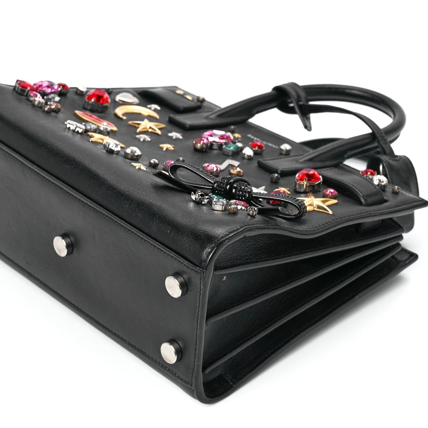 Calfskin Crystal Embellished Nano Sac de Jour Black