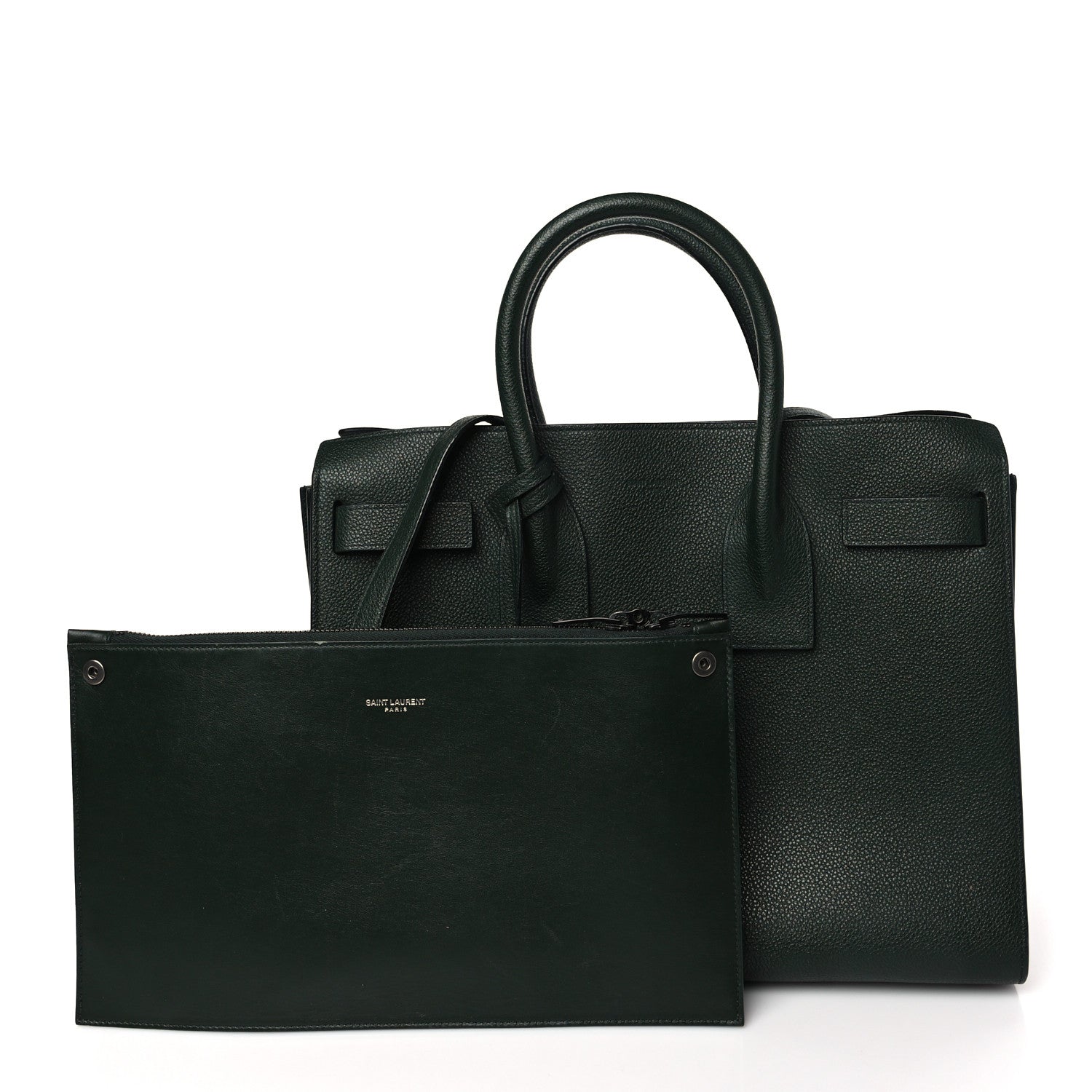 Saint Laurent Grained Calfskin Small Sac De Jour Green 3 of 11