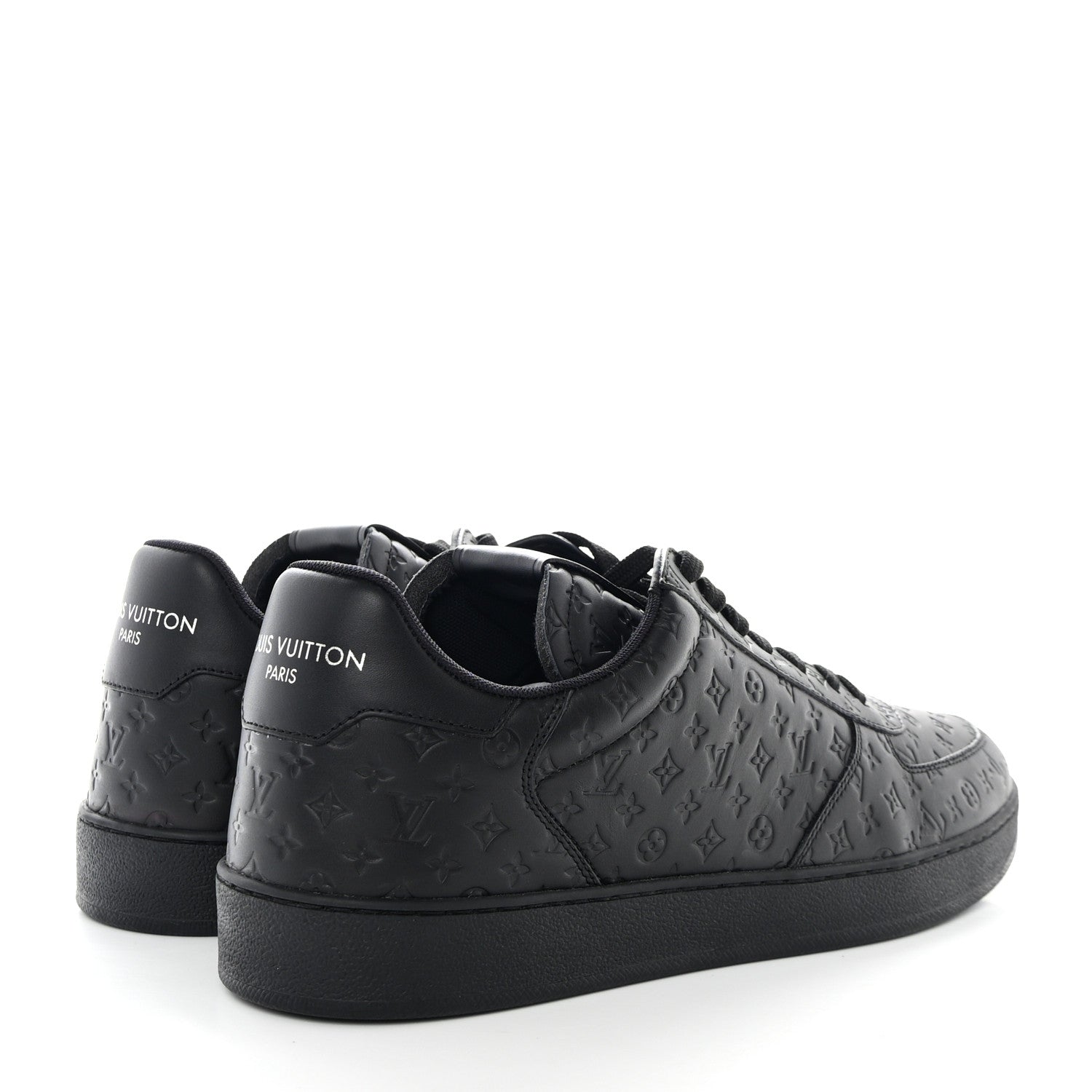 Louis Vuitton Calfskin Embossed Monogram Rivoli Mens Sneakers 8.5 Black 4 of 8