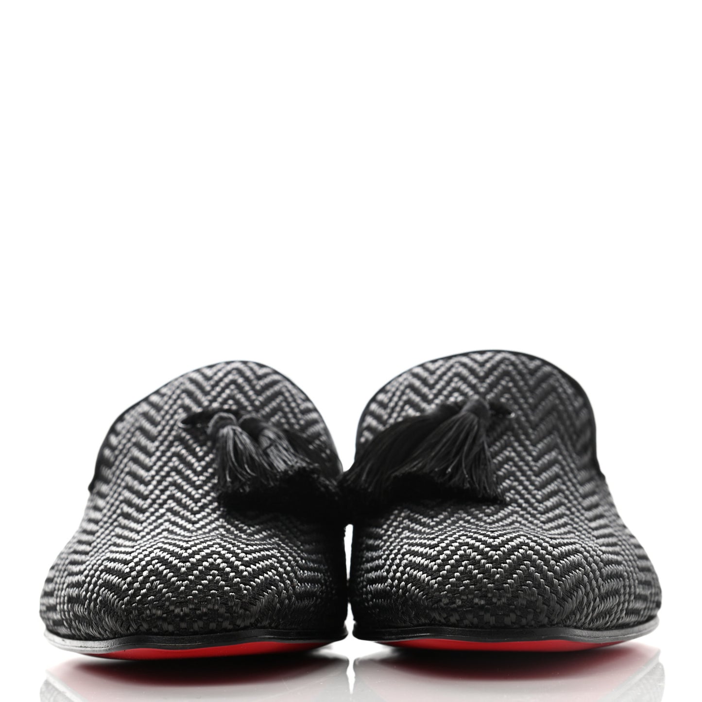 Fabric Chevron Mens Tassel Serge Officialito Flat Loafers 45 Black