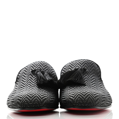 Christian Louboutin Fabric Chevron Mens Tassel Serge Officialito Flat Loafers 45 Black 2 of 7