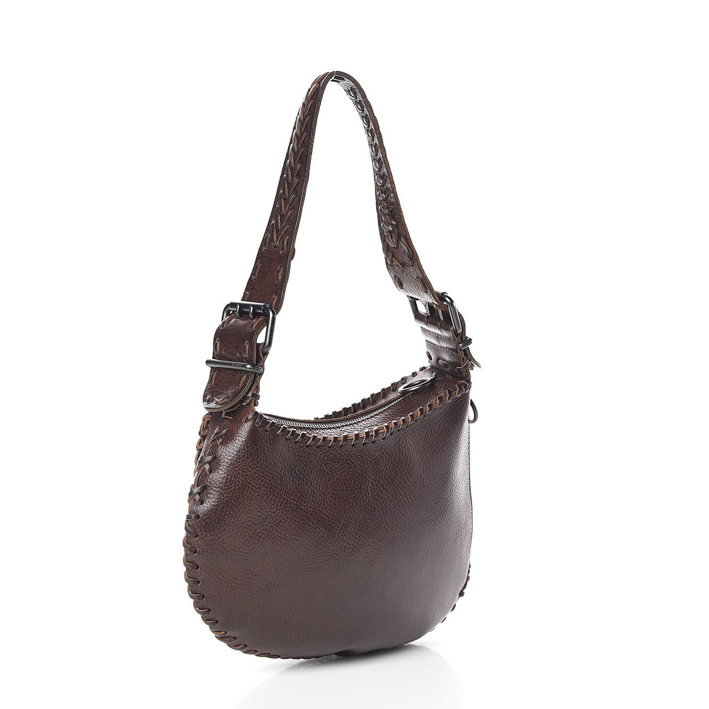 Calfskin Braided Oyster Dark Brown
