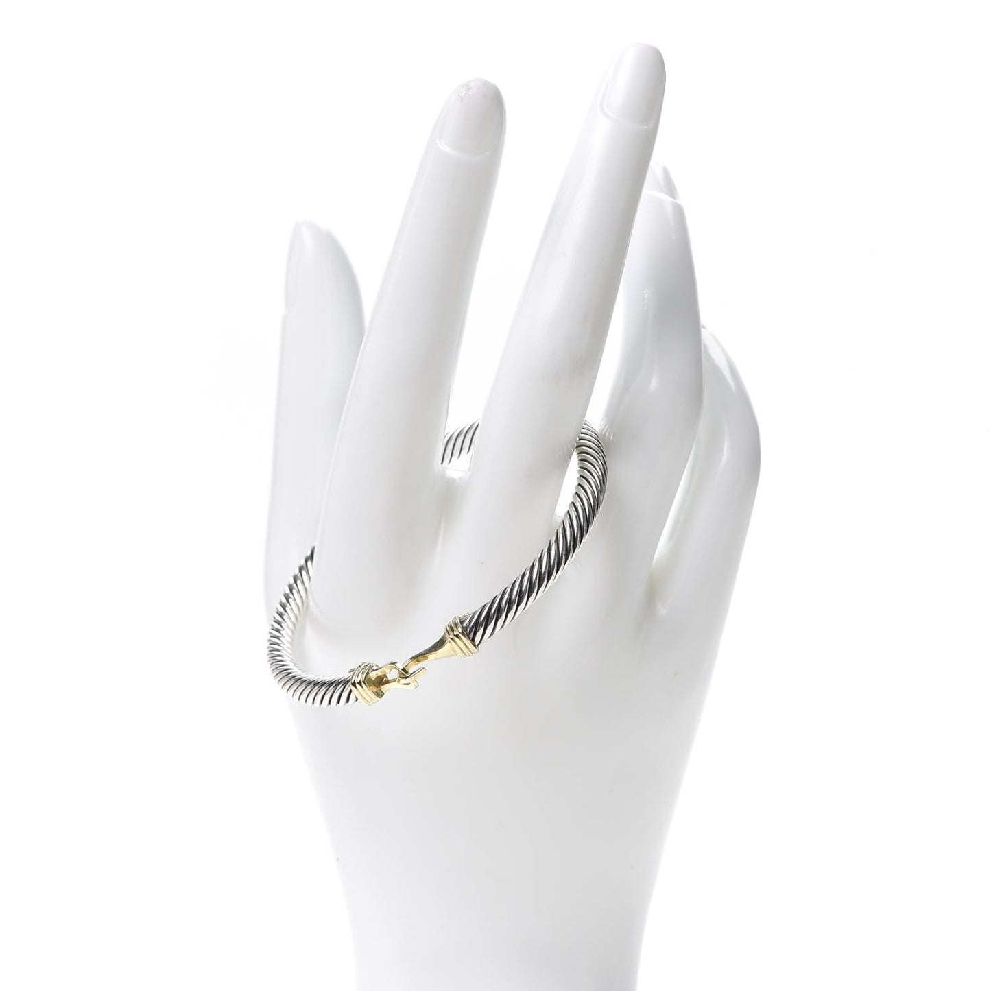 Sterling Silver 14K Yellow Gold 5mm Cable Classic Buckle Bracelet