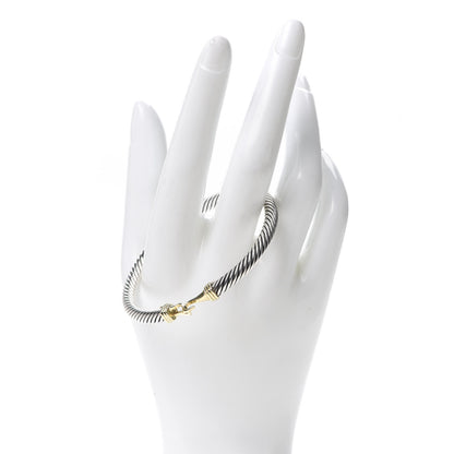David Yurman Sterling Silver 14K Yellow Gold 5mm Cable Classic Buckle Bracelet 2 of 5