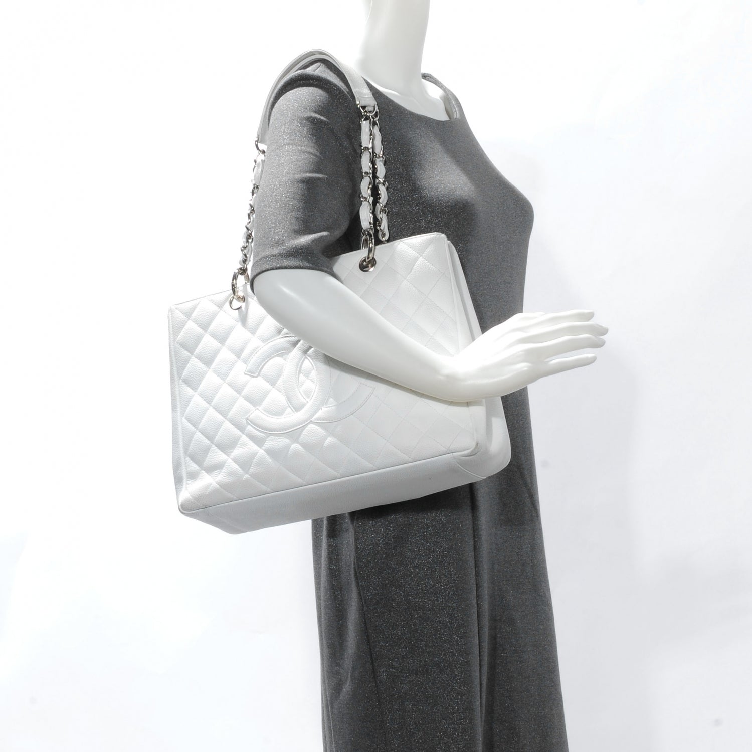 Chanel Caviar Grand Shopping Tote GST White 2 of 13