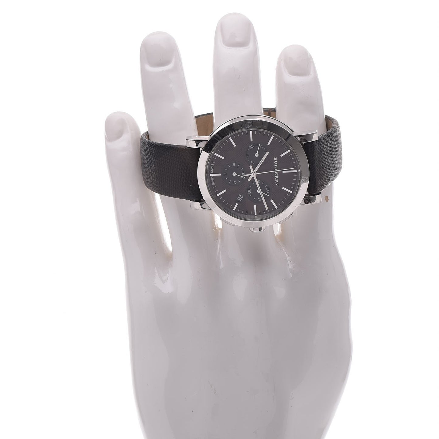 Stainless Steel Calfskin 40mm Chronograph Quartz Watch Black BU1776