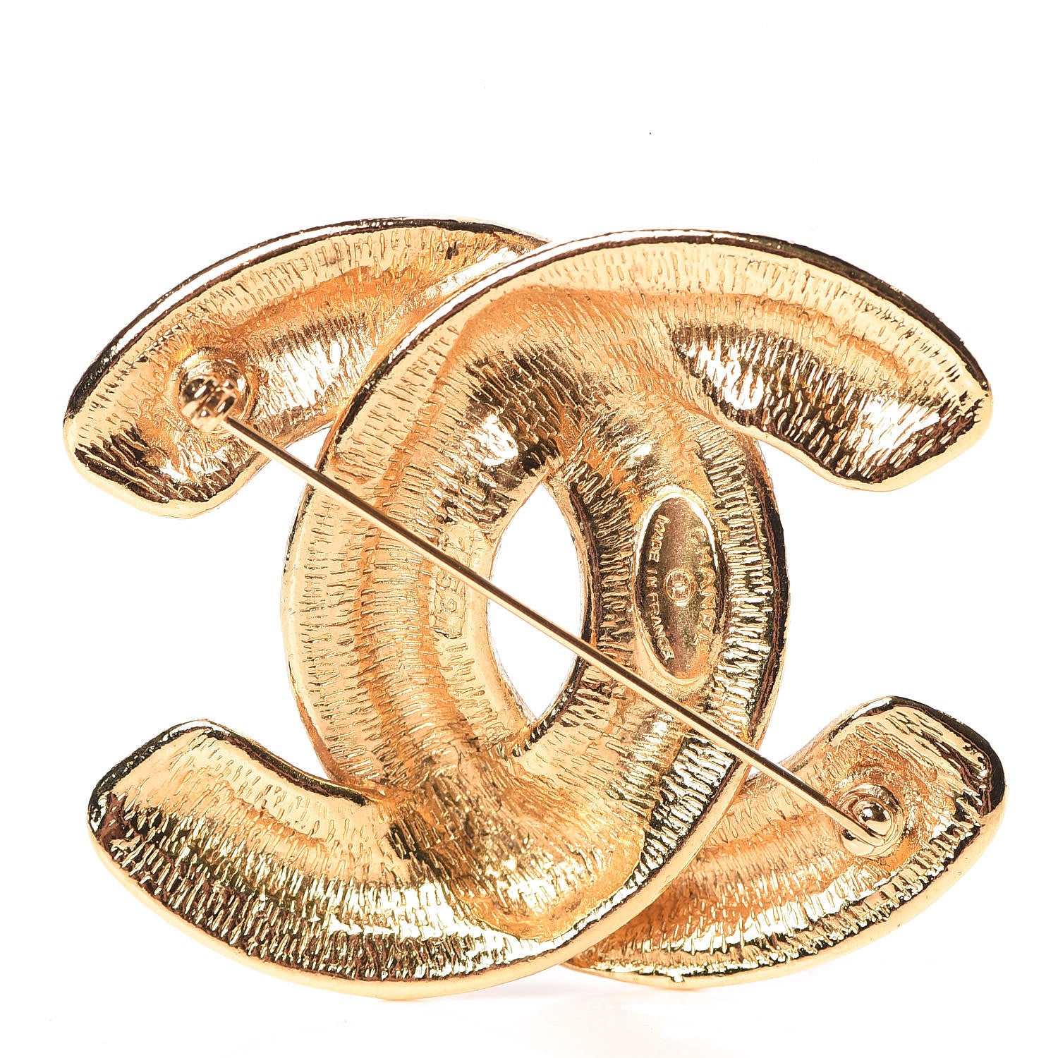 Chanel Metal Quilted Large CC Brooch Gold 3 of 5