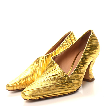 Bottega Veneta Metallic Bark Nappa Almond Pumps 38.5 Gold 3 of 8