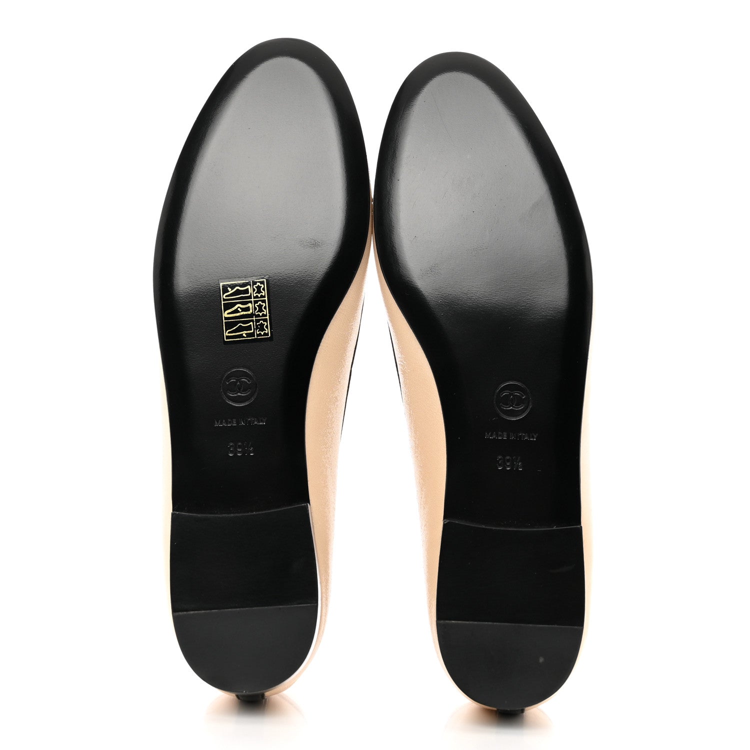 Chanel Goatskin Cap Toe Bow CC Ballerina Flats 39.5 Beige Black 5 of 8