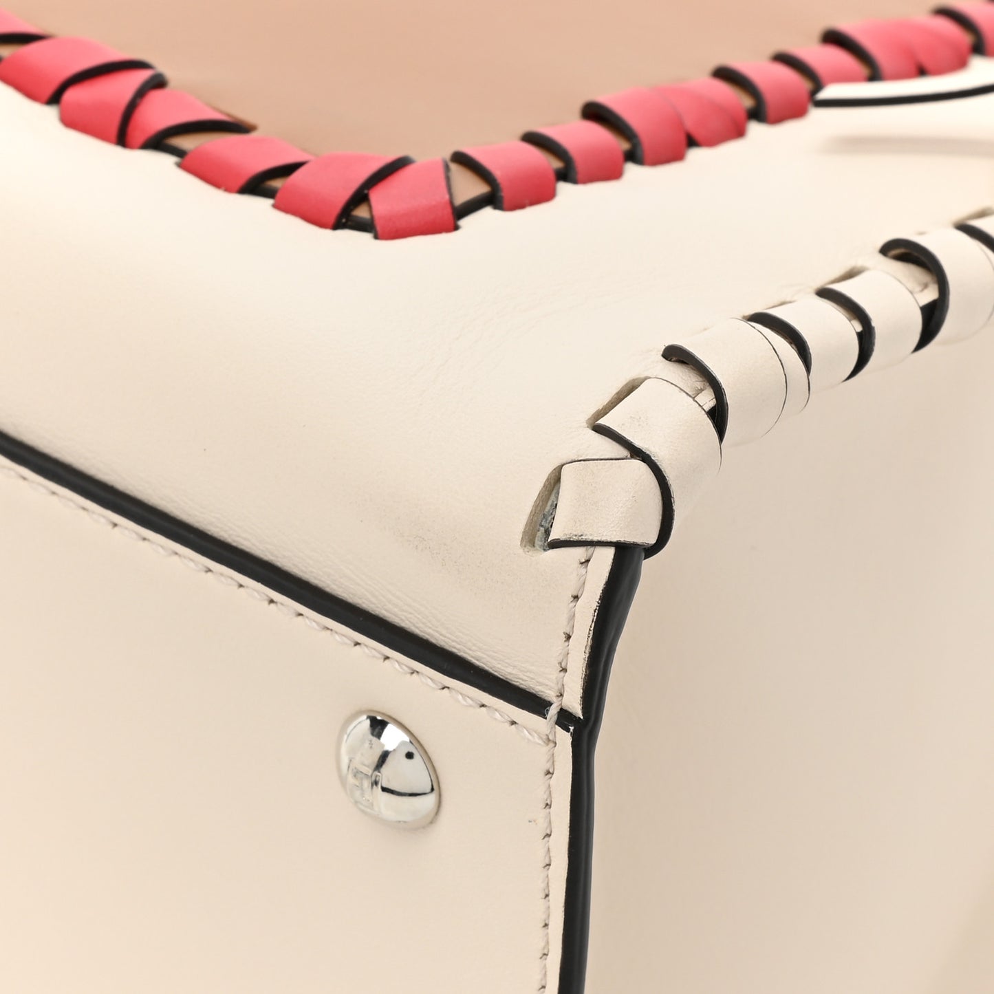 Vitello Century F is Whipstitch Bi-Color Regular Runaway Satchel Camelia Orzo Multicolor