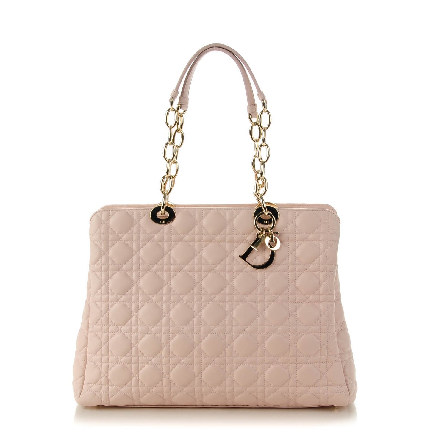 Lambskin Cannage Medium Dior Soft Zipped Shopping Tote Rose Poudre