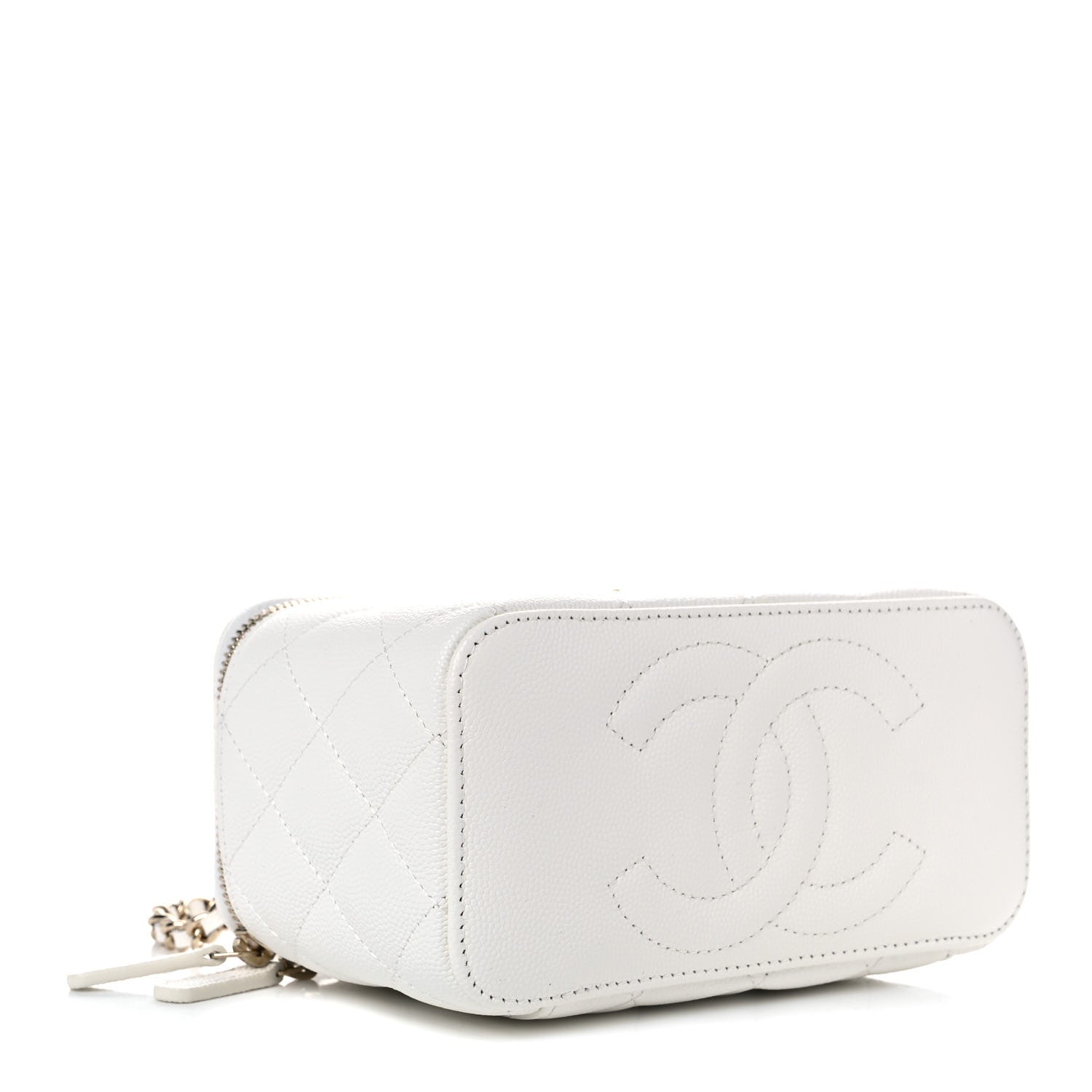 Chanel Caviar Quilted Small Vanity Case With Chain White 4 of 10