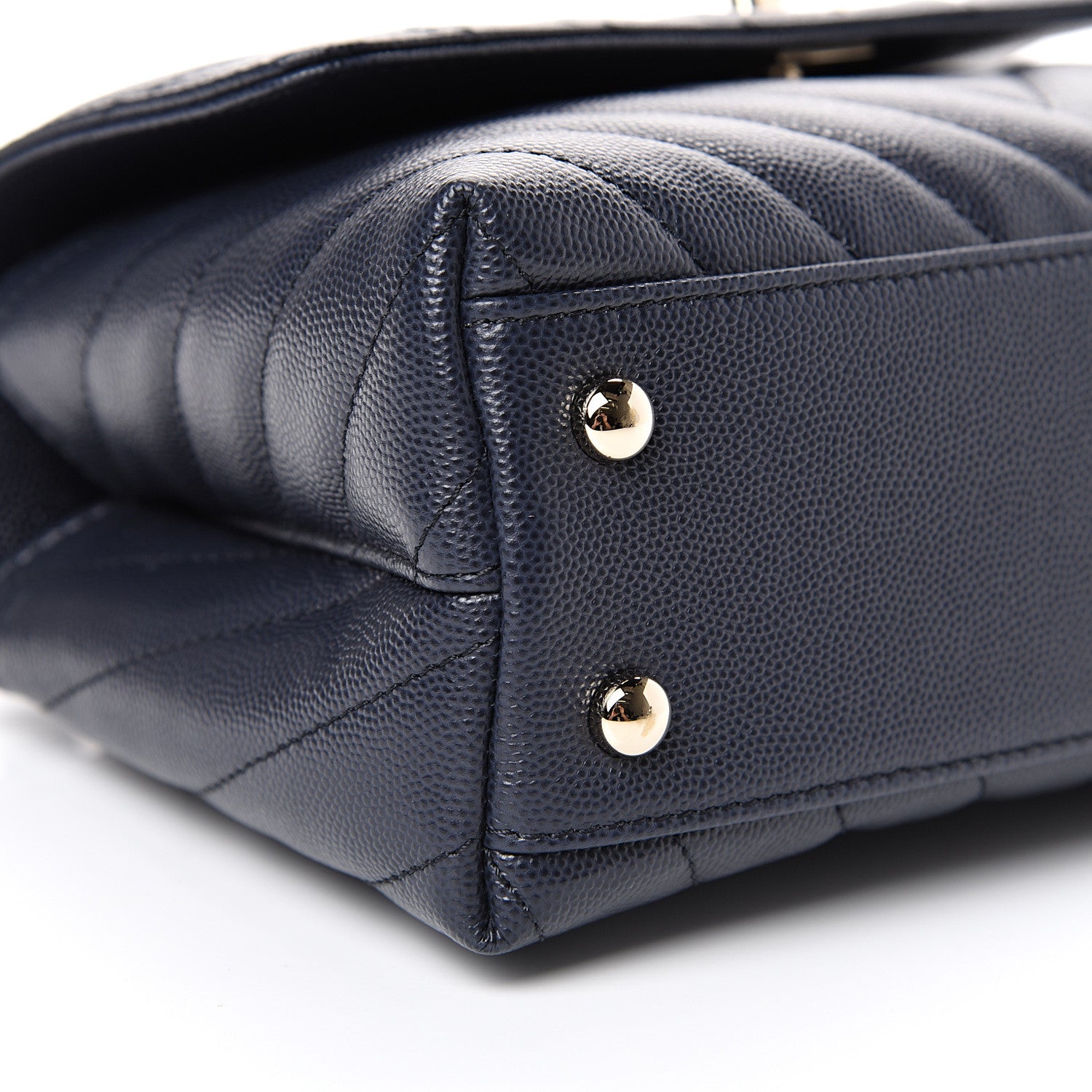 Chanel Caviar Chevron Quilted Mini Coco Handle Flap Navy 8 of 10