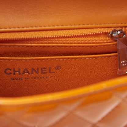 Chanel Patent Quilted Mini Square Flap Orange 7 of 10