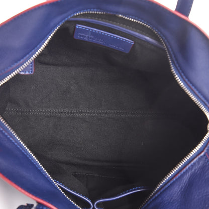 Alexander McQueen Calfskin Small Skull Padlock Zip Around Tote Blue Red 6 of 8