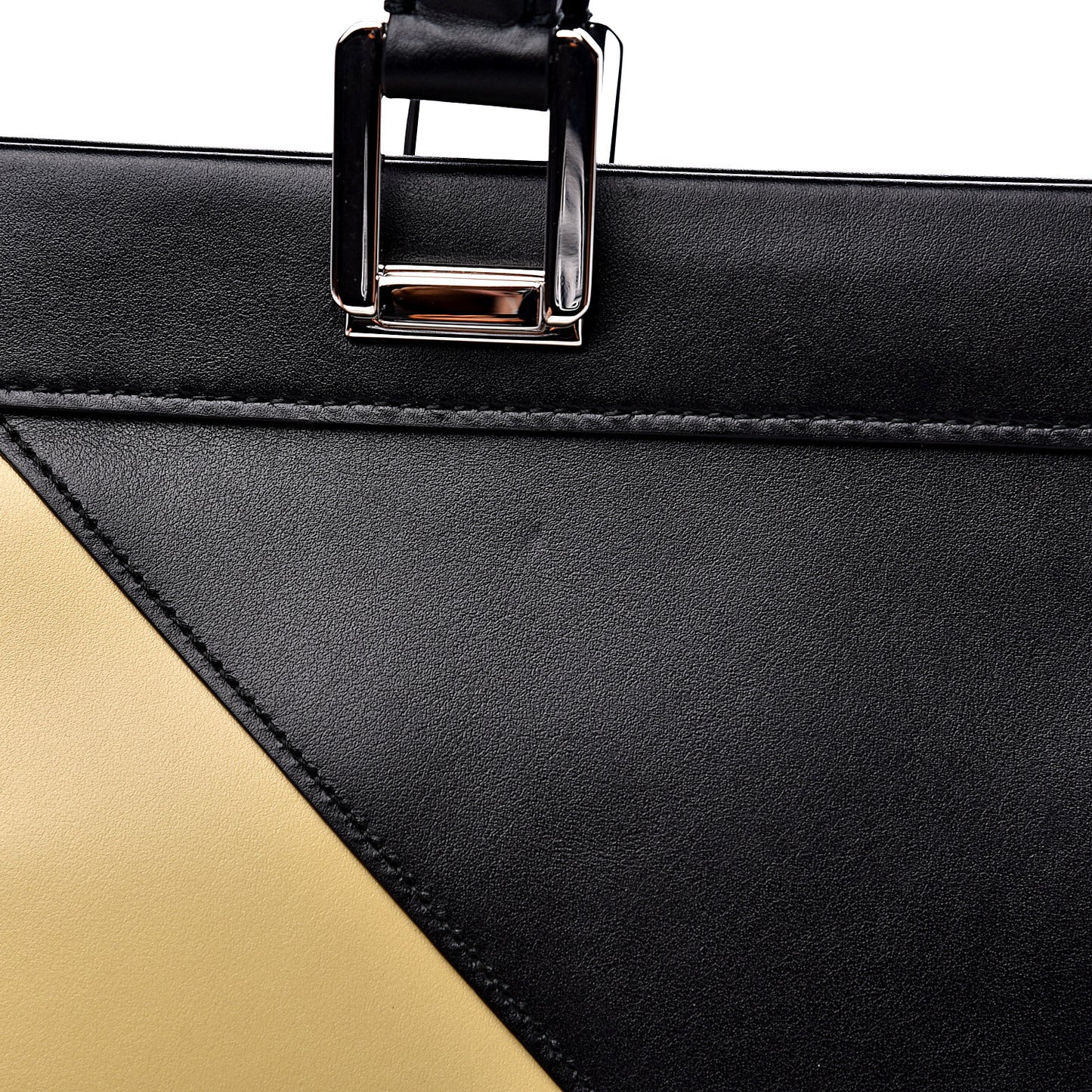 Smooth Calfskin Diagonal Striped Medium Zumi Top Handle Bag Black Beige