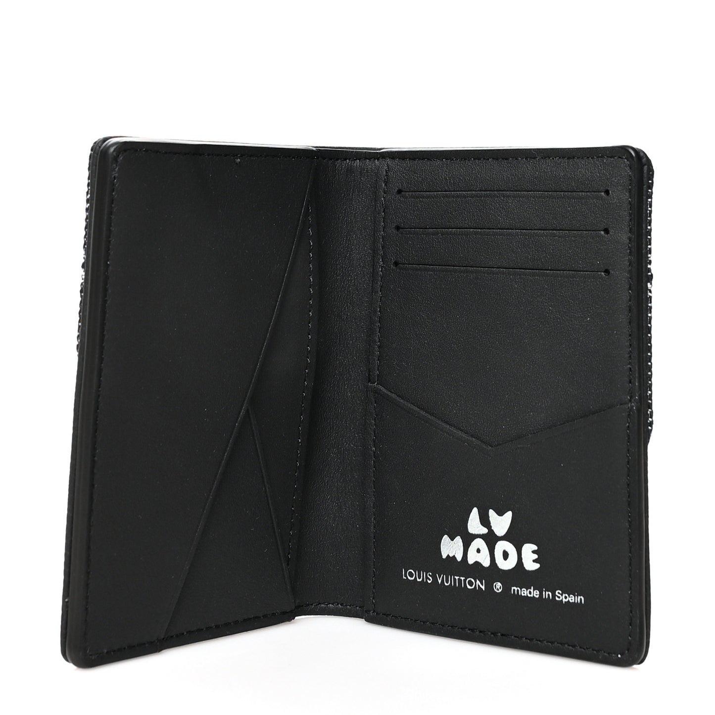 X NIGO Taurillon Monogram Denim Drip Pocket Organizer Black