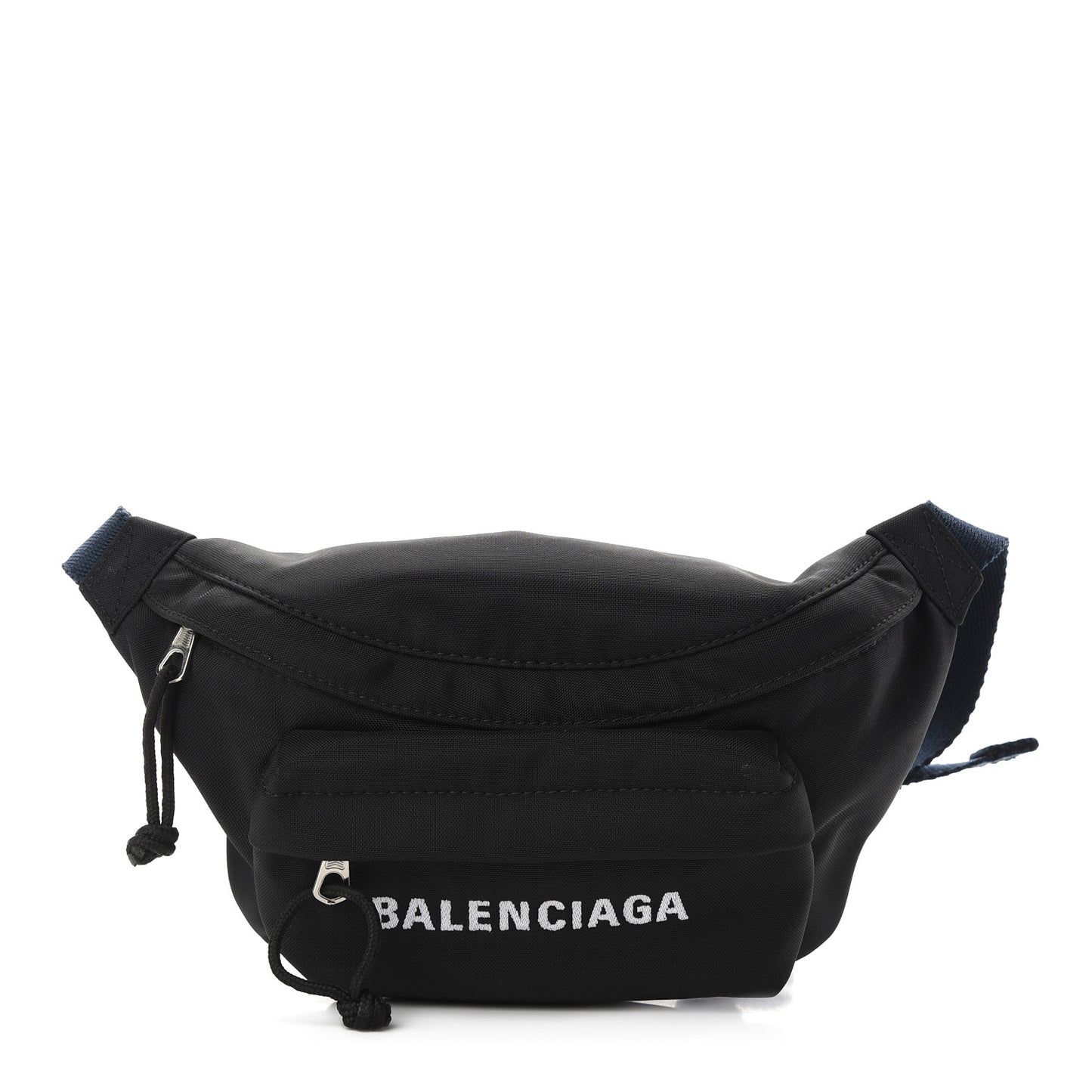 Sport Nylon Logo Embroidered Wheel Belt Bag Black White