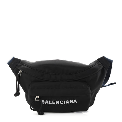 Balenciaga Sport Nylon Logo Embroidered Wheel Belt Bag Black White 1 of 9