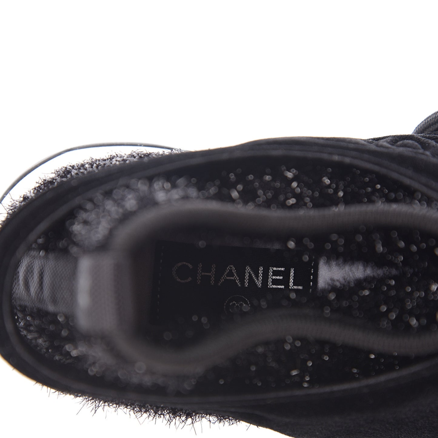Stretched Fabric Velvet CC Womens Sneakers 40 Black