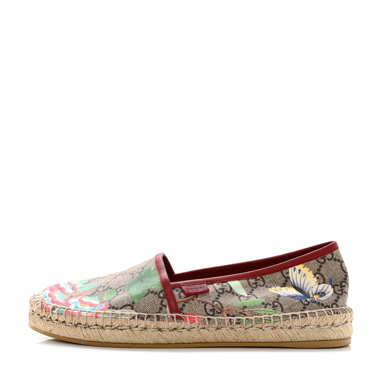 GG Supreme Monogram Tian Womens Espadrilles 38 Beige Multicolor Red