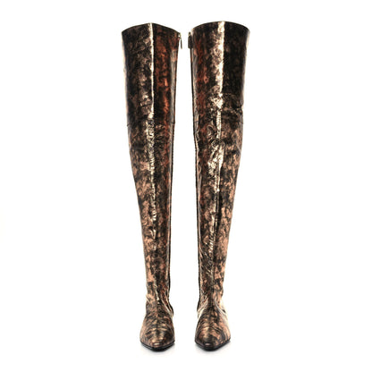 Chanel Metallic Lambskin Over the Knee Boots 39.5 Gold Black 2 of 7
